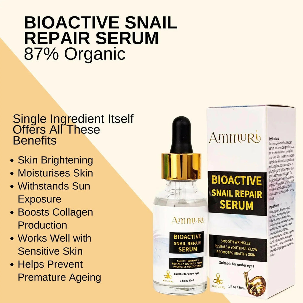 Ammuri Bioactive Snail Repair Serum | Anti-Aging Hydration with 87% Organic Ingredients – 30ml-4